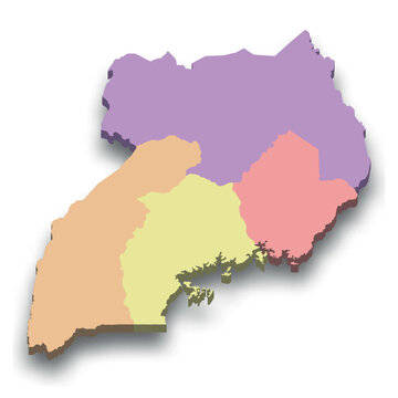 recommend clip art: 3d isometric colored map of Uganda