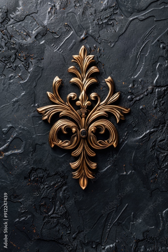 Poster a decorative gold pattern on a dark backdrop, ideal for use in designs and illustrations