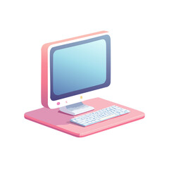 Fototapeta premium Stylish minimalistic computer icon designed in pastel colors for modern graphic applications