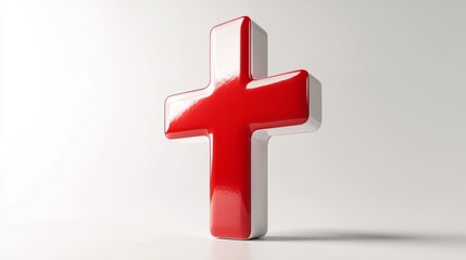 Obraz premium 3D Realistic Red and White Medical Cross Symbol - Isolated PNG Image