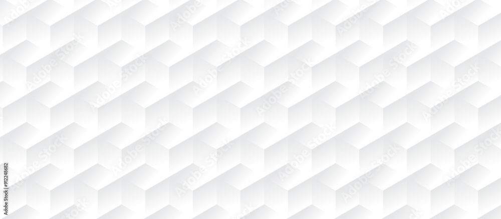 Aufkleber 3d white elegant hexagon cube geometric pattern background