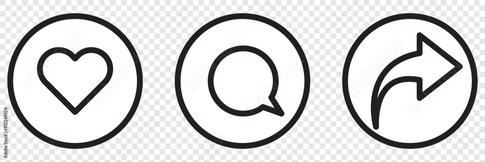 Poster share icon set. sharing vector icon. share arrow icon reply send forward icons button. like, comment