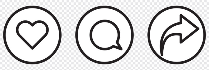 Share icon set. Sharing vector icon. share arrow icon reply send forward icons button. Like, comment, share and save icons. Social media flat icon. Vector EPS 10.