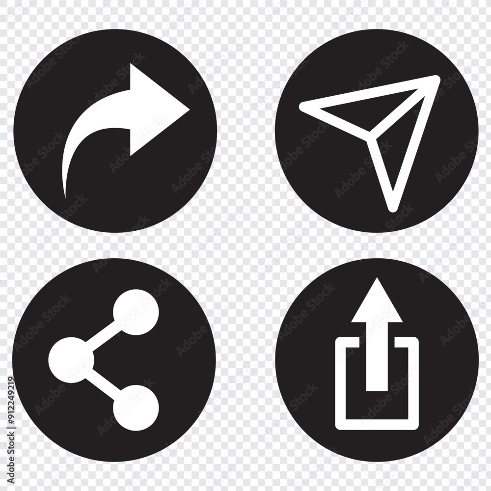 Poster share icon set. sharing vector icon. share arrow icon reply send forward icons button. like, comment