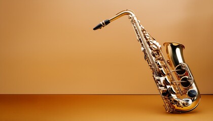 Naklejka premium An Instrument - Saxophone Instrument Standing On a Clean Background. Beauty Photo. 