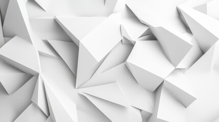 Abstract 3D White Angular Shapes with Sharp Edges - Minimalist Design