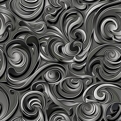 Seamless pattern of abstract swirls and curls