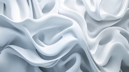 Obraz premium 3D White Flowing Organic Shapes Intertwined - Abstract Art Background