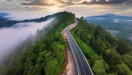 Obraz premium highway in the mountains,road, mountain, landscape, sky, highway, nature, forest, travel, summer, green, view, mountains, way, asphalt, car, hill, 