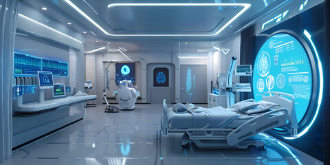 Futuristic Hospital Room – Advanced Medical Technology, High-Tech Healthcare Facility – Modern Medical Equipment