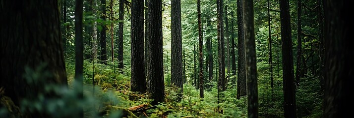 Forest Trees and Green Undergrowth Photo