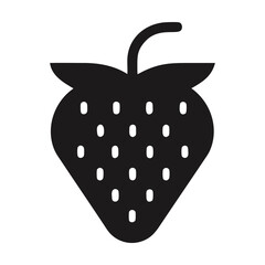 Fototapeta premium Black and white silhouette illustration of a single strawberry. Vector illustration