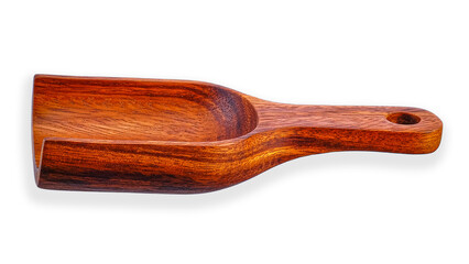 Empty wooden scoop isolated on white background