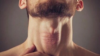 Fototapeta premium Noticeable Thyroid Gland Bulge: Identifying Signs of Swollen Thyroid in Adults