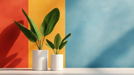 Stylized illustration of plants forming rhythmic pattern against colorful background.
