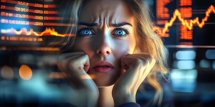 businesswoman stock market crash economic crisis global economic recession financial crisis.