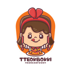 Tteokbokki cartoon mascot design, vector illustration for culinary business