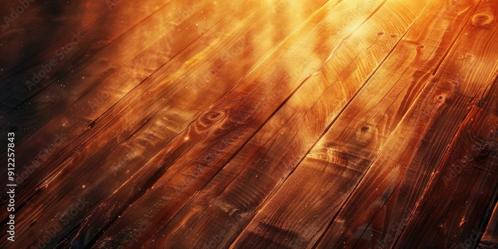 Poster top view of wood texture background in the beam of light with copy space