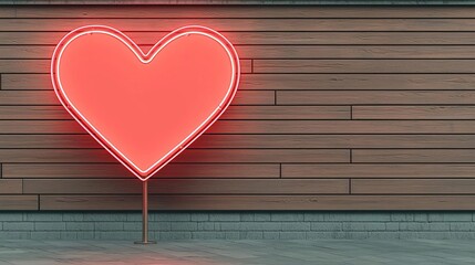 Blank heart-shape store signage design mockup isolated, brushed aluminum badge clear shop template wall-mounted on the wall outside, signboard for logo presentation of gallery