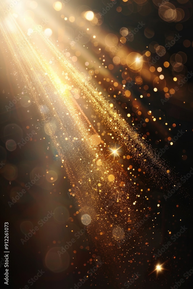Poster a single light source shines brightly against a dark background