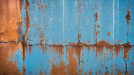 Obraz premium Rusty orange blue steel wall texture. Grunge metal background