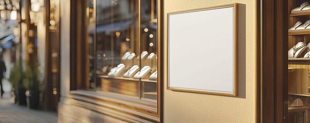 Blank trapezoid store signage design mockup isolated, leather badge clear shop template flush-mounted on the wall outside, signboard for logo presentation of jewelry store