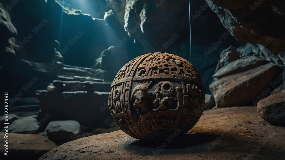 Poster ancient artifacts hidden in deep cave background backdrop