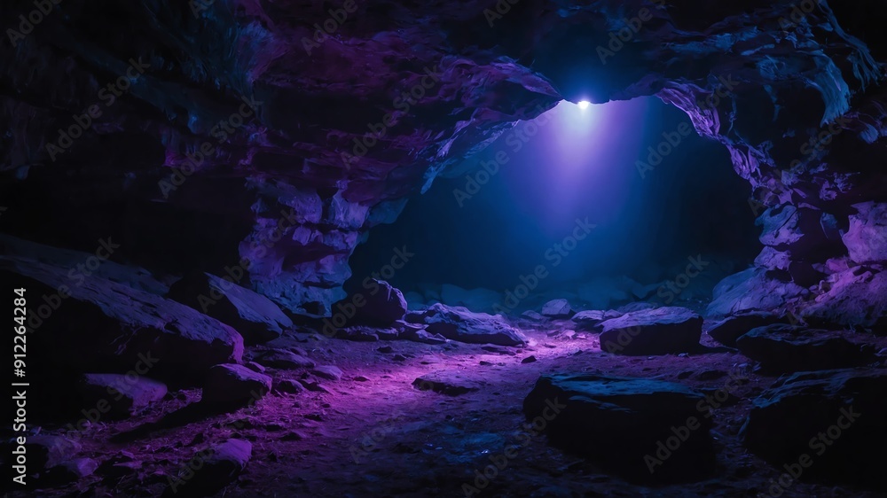 Canvas Prints purple glowing mysterious lights in the deep cave background backdrop