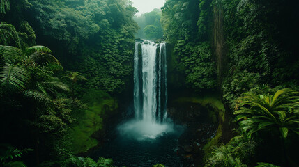 waterfall in the forest from mountains