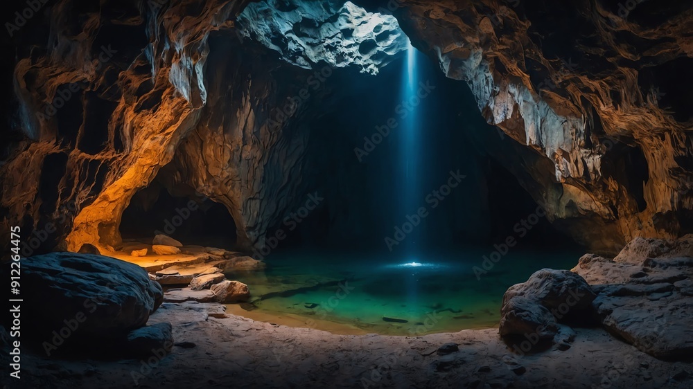 Poster secret pathways of deep cave background backdrop