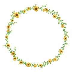 Abstract ivy flower wreath watercolor illustration for decoration on nature and organic lifestyle concept.