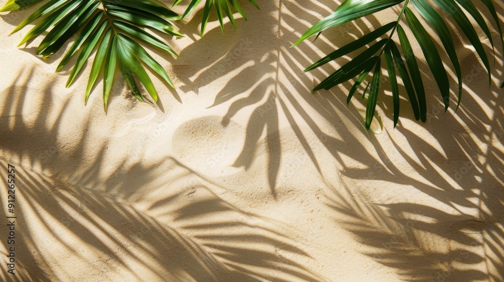 Poster A subtle silhouette of two palm leaves on a wall, creating a simple yet elegant design