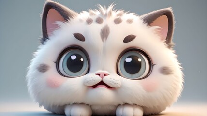 Cartoon character cute kitten with big eyes