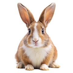 Obraz premium Happy brown and white rabbit isolated on transparent background