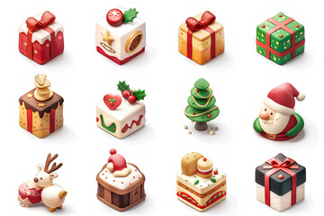 楽しいクリスマスのアイコンセット-2