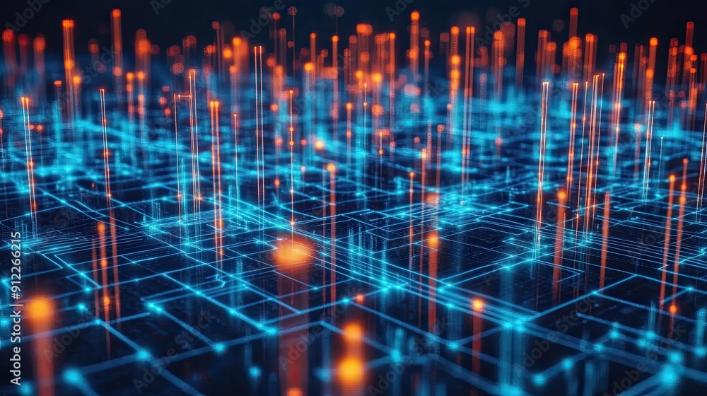 Aufkleber abstract network with glowing lines and data points