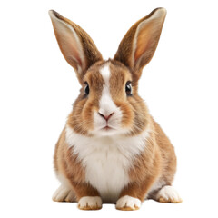 Fototapeta premium Happy brown and white rabbit isolated on transparent background
