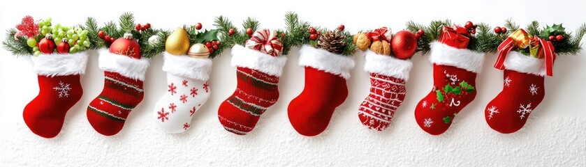 3D Christmas stocking filled with treats, cheerful holiday surprise