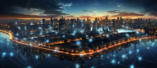 Obraz premium Futuristic Cityscape with Connectivity