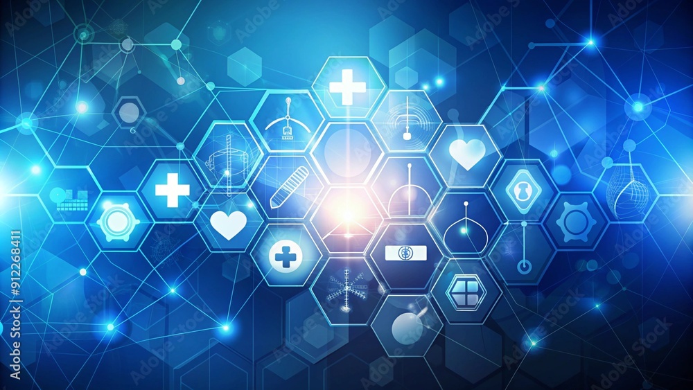 Poster abstract medical background with flat icons and symbols. template design with concept and idea for h