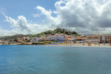 View of the popular beach seaside village of San Vito Chietino, Chieti province, Abruzzo, Italy.