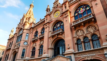 Naklejka premium Ornate facade of Palau de la Musica Catalana in Barcelona