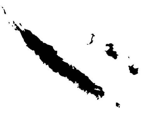 new caledonia map silhouette on transparent background