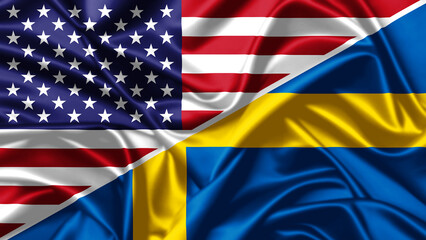 United waving flag of USA and Sweden