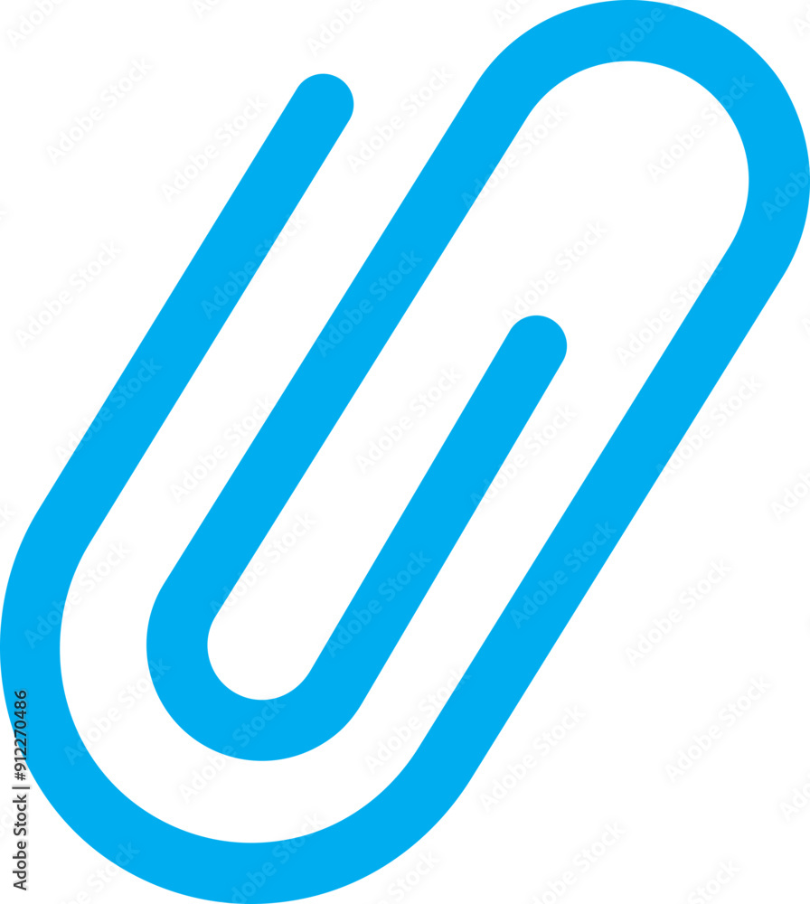 Poster link icon. attached blue link file, paperclip illustration isolated on transparent background. inter