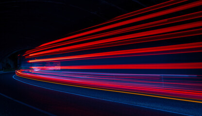 light trails in tunnel