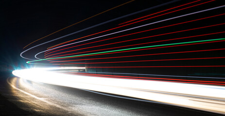 light trails in tunnel