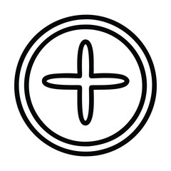 Fototapeta premium Black and white line art circle with plus sign. Vector illustration