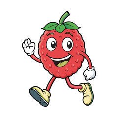 funny smiling and running Lychee carton character, vector illustration, 