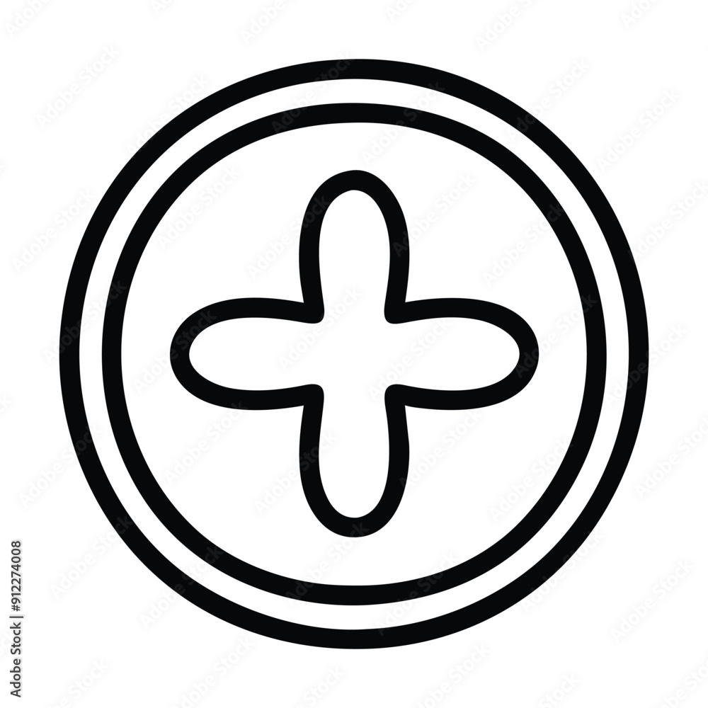 Canvas Prints black and white plus symbol with double circle outline. vector illustration